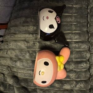 set of Sanrio My Melody and Kuromi sculpted ceramic salt and pepper shakers